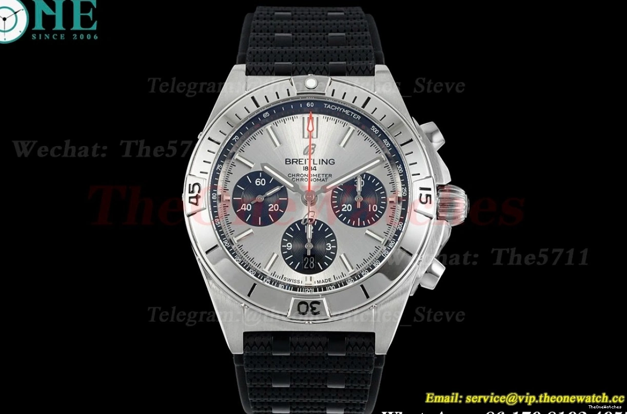 Chronomat Strap Dial 42MM TF on A7750 Silver B01 Rubber Rouleaux 0401